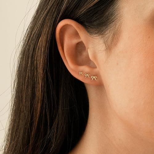 VRIUA 20G Tiny Flat Back Earrings for Women - 14K Gold/Silver Plated Small Flat Back Stud Earrings Hypoallergenic Cartilage Helix Piercing Jewelry thumbnail 5