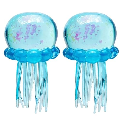 Jellyfish Squishy, Jellyfish Design Squeeze Stress Ball,Fidget Stress Ball, Ice Squeeze Cube-Drop Malt Sugar Balls Sensory for Anxiety Stress Party Favors (Blue) - Image 1