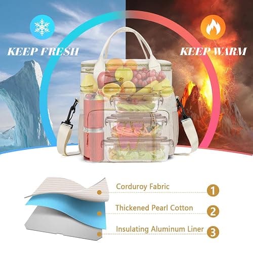 Personalized Initial Lunch Box for Women, Insulated Lunch Bag 16L Leakproof Cooler Lunchbox, Valentine’s Day Adult Lunch Bag with Strap Gifts for Women, Wife, Mom & Friends for Work, Picnic, Travel G thumbnail 4