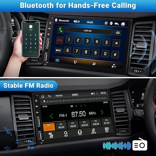 Leadfan Double Din Car Stereo Radio Support Apple Carplay&Android Auto, 7inch HD Touchscreen Double Din Radio with Bluetooth, Car Audio Receivers, Camera, MirrorLink, FM Radio, 2 USB/TF/AUX/Subwoofer thumbnail 3
