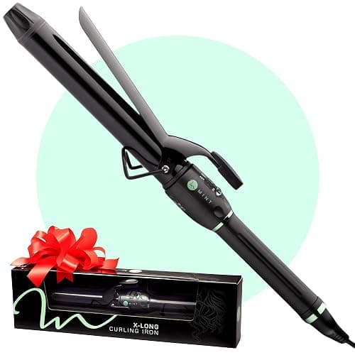 MINT Professional Extra Long Hair Curling Iron 1 1/4 inch | 2-Heater Ceramic Barrel That Stays Hot | 1.25 Inch Hair Iron Curler for Medium to Large Curls | Travel-Ready International Dual Voltage - Image 1