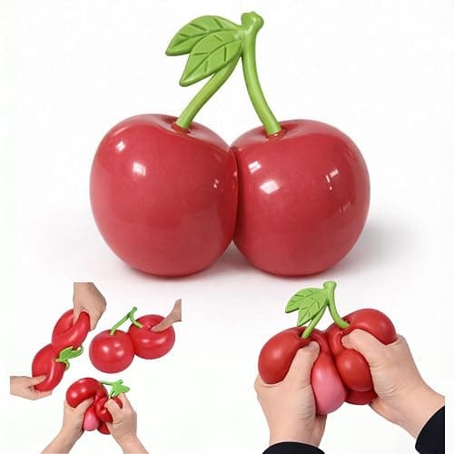 Giant Cherry Squishies Stress Ball, Soft Squeeze Stretch Fidget Toy for Adults, Realistic Slow Rising Fruit Sensory Stress Toy for Anxiety Relief, Gift Party (1 pc) - Image 1