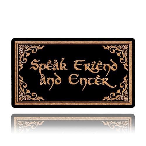 HAOWSMAT Welcome Funny Front Door Speak Friend and Enter Doormat Anti-Slip Mats Home Decor, Gift Door Mats for The Entrance Way Indoor 30"(W) X 17"(L) - Image 1