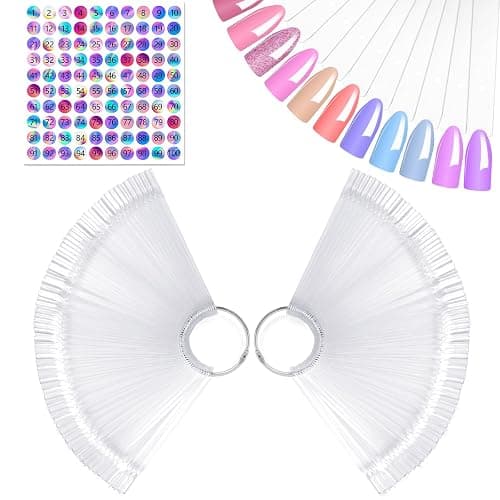 AiQInu 100 Stück Nagel Display, Nail Art, Transparent Farbe Karte Platten Nagellack Display Ring Sticks, Nagel Display Salon Übungen - Image 1
