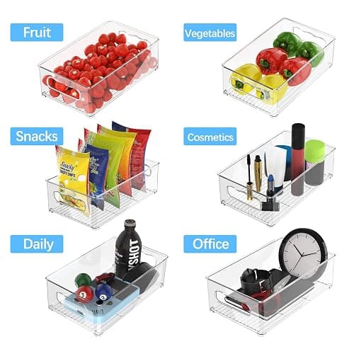 changshengda Fridge Storage Organiser- 6 Pack (3 Sizes) Fridge Organisers Stackable, Fridge Organisers for Pantry, Freezer, Cabinet, Drawer thumbnail 5