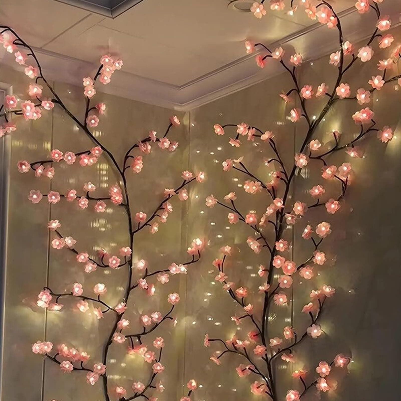 LED Tree Branch Lights for Wall - Pink Flowers Enchanted Willow Vine Lights,8 Modes Indoor Wall Decor for Home Living Room Bedroom Holiday Christmas Window Door thumbnail 6