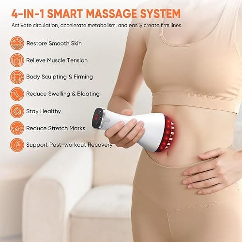 Rechargeable Lymphatic Drainage Massager & Cellulite Massage Tool with 3000mAh,Fascia Blaster for Reduce Stretch Marks for Legs, Arms & Belly,Body Sculpting Machine with Microcurrent for Office Travel thumbnail 3