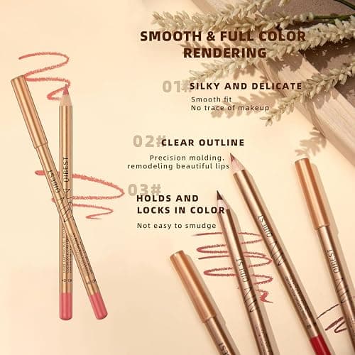 Sitovely 12 Farben Schlankes Lippenkonturenstifte Set,Longwear Smooth Lip Pencil Cremiger Lip Liner Stift Matter Lippenstift wasserfester Lippenstift,Hochpigmentiertes natürliches Lippen Makeup(A, M) thumbnail 3