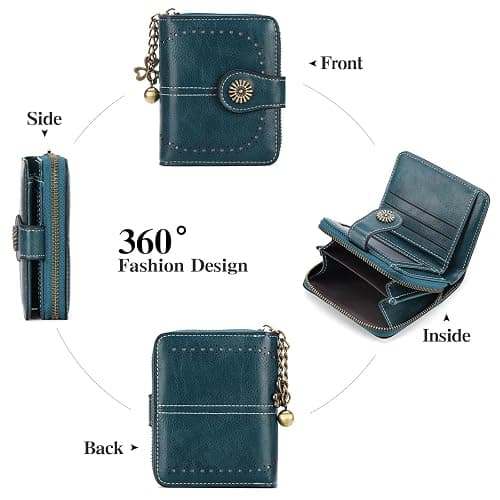 BVEOGMRO Small Wallet for Women Leather Bifold Compact RFID Blocking with Zipper Coin Pocket thumbnail 7