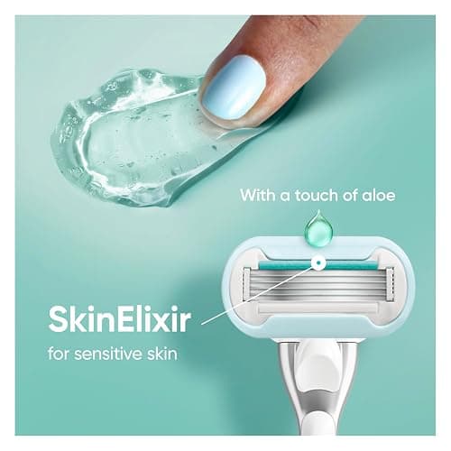 Gillette Venus Extra Smooth Sensitive Razor for Women, Includes 1 Reusable Razor Handle + 2 Refills, for Sensitive Skin with Metal Handle and Shower Holder, Holiday Gifts for Women thumbnail 10