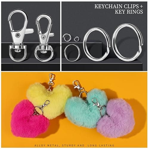 LEOBRO Keychain Making Kit, 265PCS Keychains Clips and Key Rings, Well Crafted Sturdy Key Chain Making Kit, Key Chain Rings, Keychains Hooks, for Key Chains, Lanyard, Jewelry Making, Crafts, Silver thumbnail 3