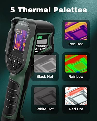 H128 Handheld Thermal Camera, 240 x 240 TISR Resolution, 24h Battery Life Thermal Imaging Camera, 25 Hz Infrared Camera with Temperature Alarm, -4℉~ 842℉ Temp Range, IP65 Protection Level thumbnail 6