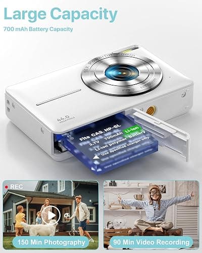 Digital Camera, Latest FHD 1080P Digital Camera for Teens with SD Card Anti Shake Point and Shoot Cameras Portable 16X Zoom Compact Small Cameras for Kids Boys Girls Seniors with Wrist Strap thumbnail 3