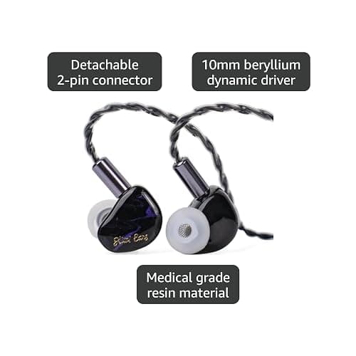 Linsoul Kiwi Ears Cadenza 10mm Beryllium Dynamic Driver IEM 3D Printed with Detachable Interchangeable Plug 0.78 2pin 3.5mm IEM Cable for Musician Audiophile (Purple) thumbnail 4