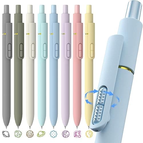 Hiacry 8 Pack Colorful Gel Ink Pens，Quick-Dry 0.7mm Fine Point Fidget Pens for Smooth Writing, Journaling & Drawing, Aesthetic Morandi Color Pens for Women, School & Office Supplies (Morandi Colors) thumbnail 9