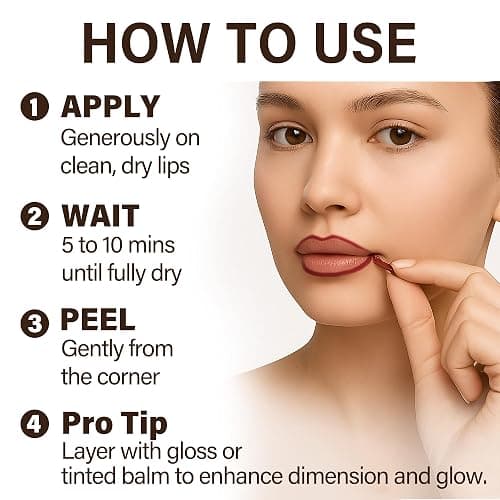 ZOUHOE Peel Off Lip Stain Set – 3 Colors Long Lasting Lip Tint, Smudge-Proof, Transfer-Proof, Kiss-Proof, Vegan Lip Makeup Gift for Her thumbnail 5