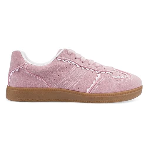 Amazon - Women's Lace Detail Lace-Up Casual Sneakers - Elegant Ribbon Ribbon Lace Walking Shoes Non-Slip Sole Breathable Comfort for Daily Outfits thumbnail 4