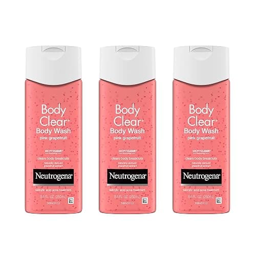Neutrogena Body Clear Acne Treatment Body Wash with Salicylic Acid Acne Medicine, Pink Grapefruit Body Acne Cleanser to Prevent Breakouts on Back, Chest & Shoulders, 8.5 fl. oz, 3 Pack - Image 1