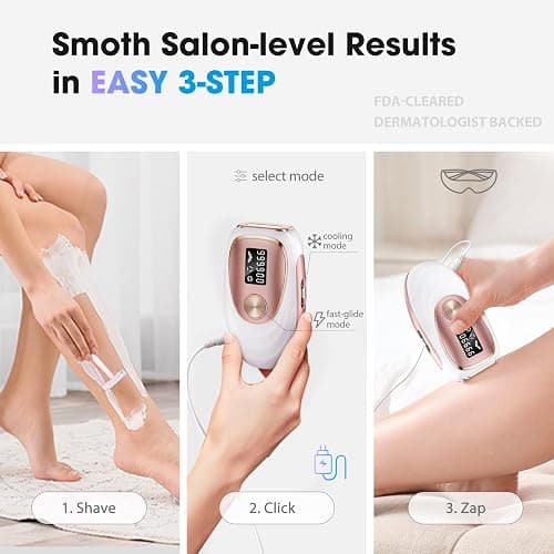 Oreeth Laser Hair Removal Device, at-Home IPL Hair Removal for Women & Men - Safe 45°F Ice-Cooling Contact for Painless & Long-Lasting Results, 86% Hair Reduction in 3 Weeks for Full Body, Gold/White thumbnail 5