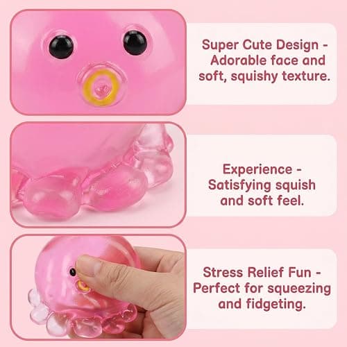 GWZTIO Octopus Squishies, Octopus Stress Ball, Fidget Tool for Study Concentration and Office Stress Relief, Octopu Sensory Tool for Anxiety Management and Travel Entertainment (Rose Red) thumbnail 3
