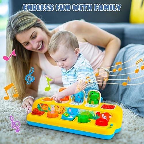 Interactive Pop up Animal Toys with Music & Light, Montessori Cause and Effect Toys for 1 Year Old Boy Girl Early Learning Musical Baby Toy 9-12-18 Months STEM Toddler Toy Age 1-2 Gift for Infant thumbnail 2