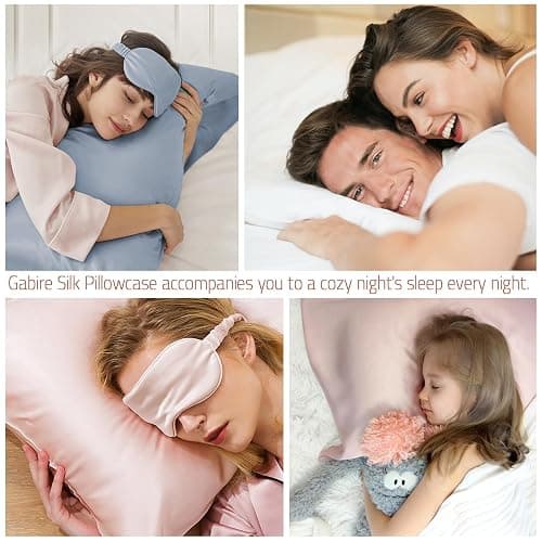 Gabire Mulberry Silk Pillow Cases Set of 2, Both Sides Real Silk Pillowcase for Hair and Skin Prevent Acne Pillowcase Organic Silk Pillowcases 2 Pack with Hidden Zipper, White, Standard (20"×26") thumbnail 5