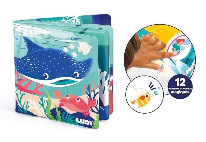 Ludi - Livre De Bain Magique - 12 Animaux Marins Et Coraux - À Décourvrir Au Contact De l'eau - Dès 10 Mois - Découverte, Motricité Fine Et Réflexion - Thème Marin thumbnail 6