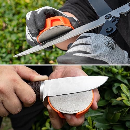 SHARPAL 216N Dual-Grit Diamond Sharpening Stone – Extra Coarse 220 / Fine 600 Grit Knife & Garden Tool Sharpener for Lawn Mower Blades, Axes, Hatchets, Machetes, Hedge Shears, Chisels & More thumbnail 6