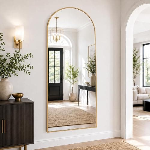 ZMYCZ Mirror Full Length, 71"x26" Arched Full Length Mirror, Arch Mirror with Stand, Large Standing Mirrors, Oversized Full Body Mirrors with Aluminum Frame for Bedroom, Living Room (Gold) thumbnail 4