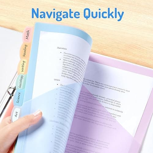 Forvencer 8 Count Dividers with Two Pockets, 8 tab Binder Dividers for 3 Ring Binder Organizer, Binder Divider with Tabs for School Office and Home Organization, Multicolor, 1 Set thumbnail 6