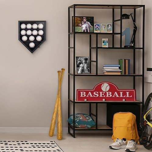 Americanflat 12.9x15.5 Baseball Display Case Holds Up to 12 Baseballs or Champion Rings - All-Star Collection - Wall Mounted Home Plate Baseball Display Case with Polished Plexiglass - Black thumbnail 7