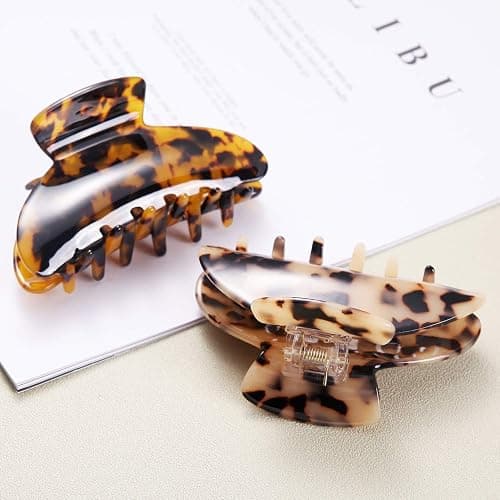2 Pcs Large Hair Claw Clips Tortoise Shell Big Claw Hair Clips for Thick Hair Strong Hold No Slip Grip Hair Jaw Clips for Women thumbnail 3