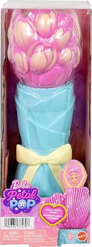 Barbie Petal Pop Scented Doll with Pink Tulip Dress & Accessories, Bouquet Reveal with Pet Bunny & Surprises Like Watering Can, Necklace & Earrings​​​ thumbnail 6
