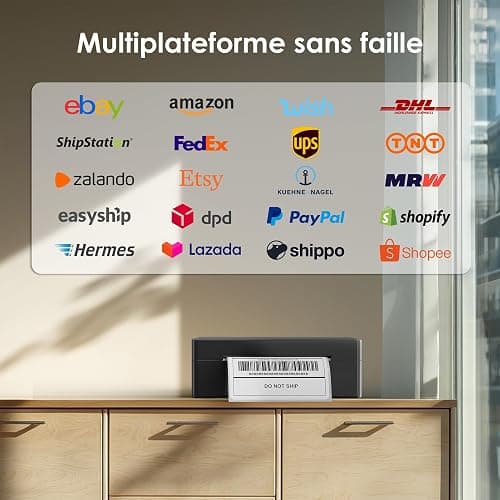 KNAON Imprimante d'étiquettes Bluetooth DHL 4 x 6 - Imprimante d'étiquettes d'expédition - Imprimante thermique pour Etsy, Shopify, Amazon - Noir thumbnail 8