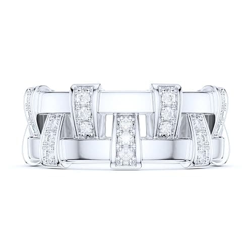 THELANDA Sterling Silver Unisex Antique Interlaced Basket Weave Genuine Moissanite or Simulated Diamond Eternity Band Wedding Ring thumbnail 2