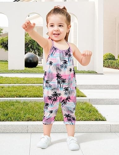 Lindanina Backless Strap Slouch Jumpsuit for Toddler Girls Cute Harem Halter Romper Pants with Pockets thumbnail 5