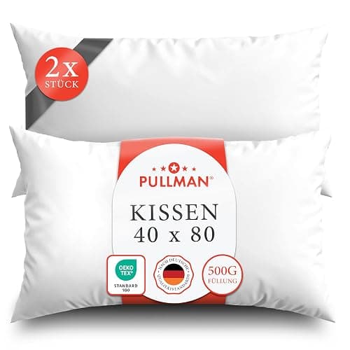 Pullman Kopfkissen 40x80 cm – 2er Set Hotelqualität Mikrofaser Kissen für Alle Schlafpositionen, Allergiker Schlafkissen mit 500 g Füllmaterial, Oeko-Tex zertifiziertes Bett Kissen (40 x 80) - Image 1