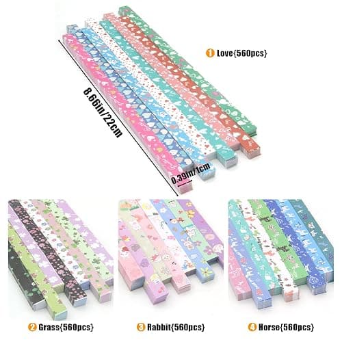2240 Sheets Origami Star Paper Strips with 4 Different Designs of Cute Cartoon Origami for DIY Handcrafts thumbnail 3