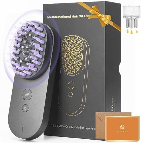 UNIWA Scalp Massager Hair Growth Brush, Hair Oil Applicator, 3 in 1 Scalp Massage Tool, Head Scalp Massager for Relax, Cordless Electric Brush for Hair Care, Oil Dispenser Comb, Mothers Day Gifts,Grey - Image 1