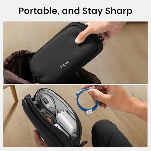 tomtoc Electronic Organizer Travel Case, Water Resistant Dual Compartment Tech Pouch Cable Organization Storage Bag for Charger, Cord, Phone, Hard Drive, Power Bank, Accessories Travel Essentials thumbnail 10