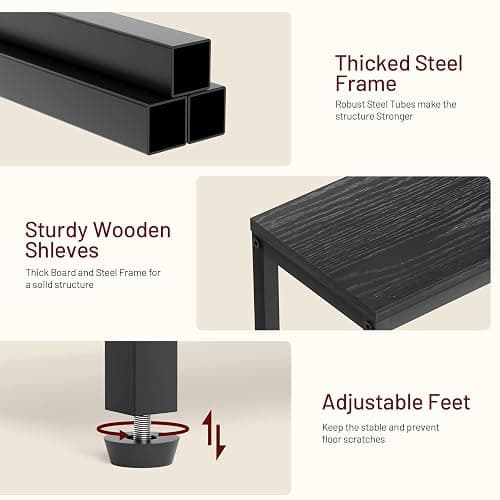 SLEEPING LAMB Narrow Small Side Table for Small Space, 2 Tier Sofa Skinny End Table for Living Room, Bedroom Beside Slim Nightstand, Rustic Black thumbnail 4