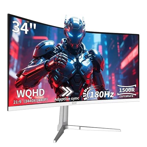 ZZA UltraWide 34 Inch Curved Monitor 1500R PC Screen 180hz Refresh Rate WQHD 3440x1440 Computer Gaming Monitor VA PanelAMD FreeSync Premium | HDR10 | 99% sRGB | VESA thumbnail 9