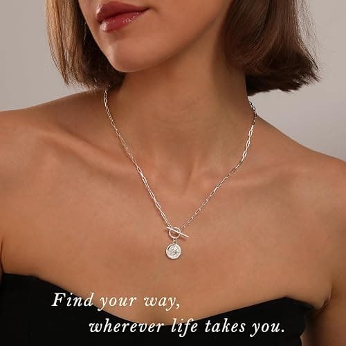 KISSCLOUD Gold Necklace for Women 14K Gold Plated Dainty Pendant Chain Puffy Heart Italian Horn Radiant Sun Compass CZ Teardrop Bow Charm Trendy Jewelry Gift thumbnail 5