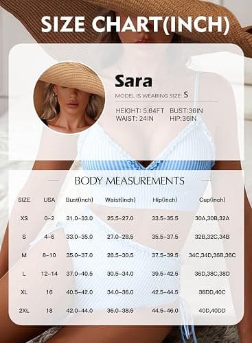 Herseas Women's Splice Ruffle Trim Bikini Sets Tie Side Swimsuits High Waisted Bathing Suits thumbnail 6