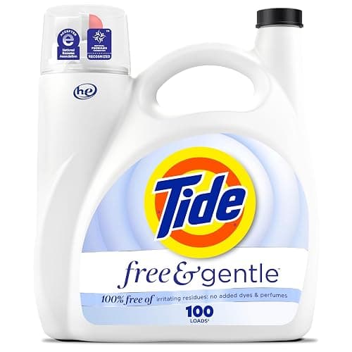 Tide Free & Gentle Liquid Laundry Detergent, 100 Loads, 132 fl oz, Tide Laundry Detergent, Clean Laundry Detergent - Image 1