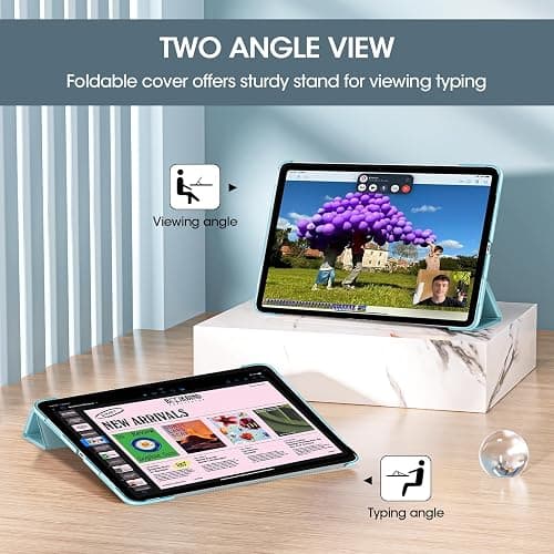 ProCase for iPad Air 13 Inch Case M4/M3/M2(2026/2025/2024), Slim Smart Cover iPad 13 Air M4 M3 M2 Case with Translucent Hard Shell Back, Supports Touch ID, Auto Wake/Sleep -Aqua thumbnail 3