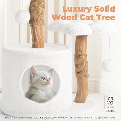 Modern Cat Tree, Wood Cat Tree Tower for Small Cats, Luxury Cat Condo with Scratching Posts and Flower Platforms, Cat Furniture by Easyego thumbnail 3