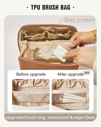 EACHY Travel Makeup Bag,Large Capacity Cosmetic Bags for Women,Waterproof Portable Pouch Open Flat Toiletry Bag Pattern Makeup Bag thumbnail 3