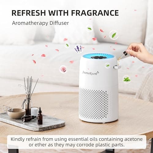 AromaRoom Air Purifiers for Home Bedroom with True HEPA13 Filters 3-in-1, Pet Air Purifier with Aroma Pad for Wildfires Smoke Pollen Dander, 22dB Quiet Air Cleaners for Baby Room Office Dorm thumbnail 5