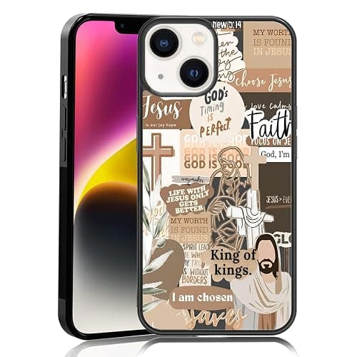 MMYAJT Classic Religious Sayings Christian Phone Case Fit for iPhone 14 — TPU Brown Aesthetic Cross God Jesus Phone Cover Gift for Boy Girl Men Women - Image 1